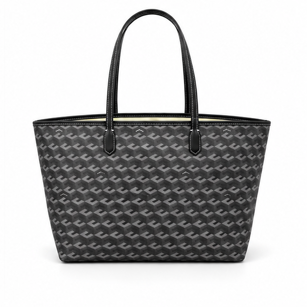 Charcoal Monogram Tote With Matching Pouch