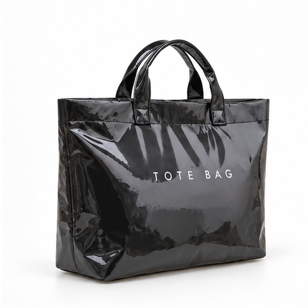 Glossy Black Everyday Lightweight Tote Bag