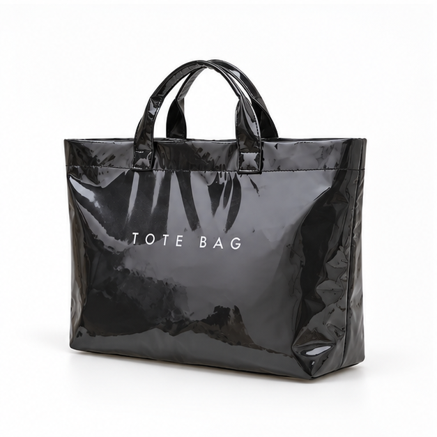 Glossy Black Everyday Lightweight Tote Bag