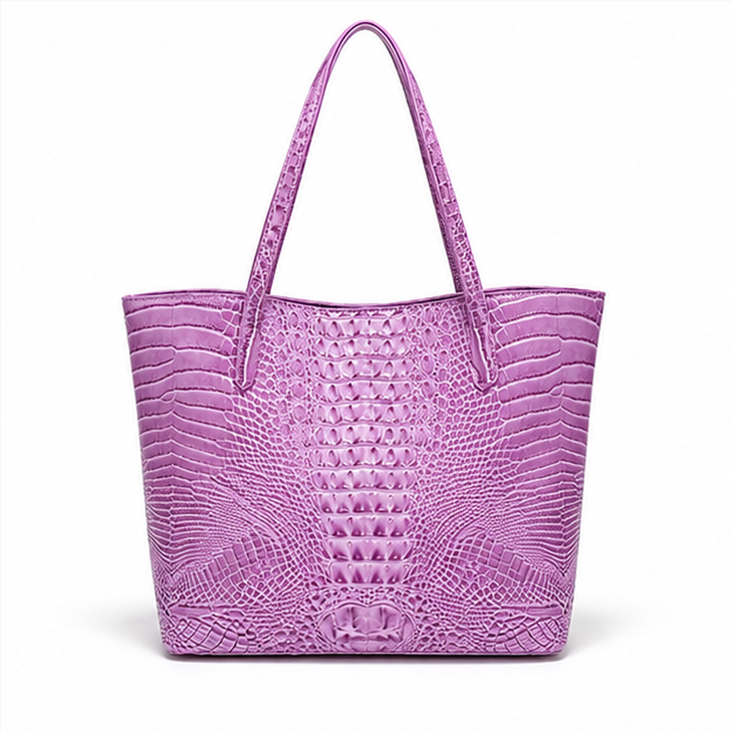 Lavender Crocodile Embossed Tote Bag Set