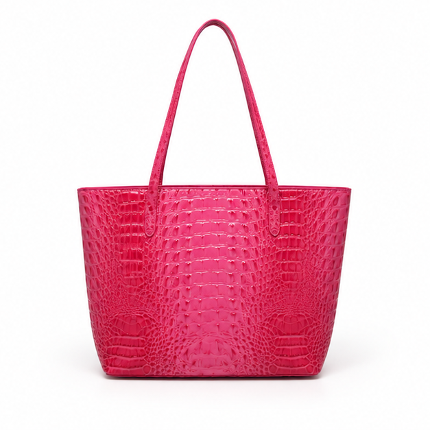 Crocodile Embossed Tote Bag Pouch Set