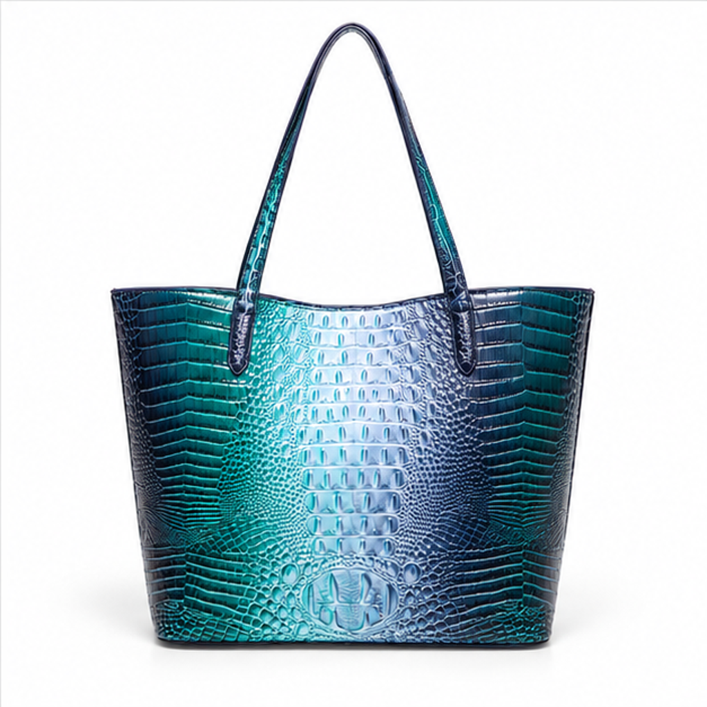 Iridescent Crocodile Embossed Tote Bag Set