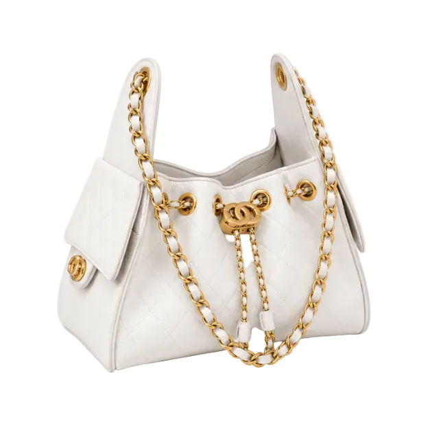 Elegant White Quilted Chain Shoulder Handbag