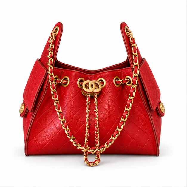 Luxury Red Quilted Chain Shoulder Handbag