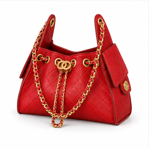 Luxury Red Quilted Chain Shoulder Handbag