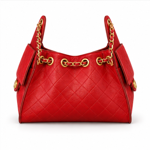 Luxury Red Quilted Chain Shoulder Handbag