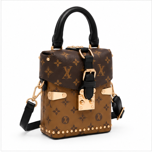 Vintage Monogram Structured Trunk Shoulder Handbag