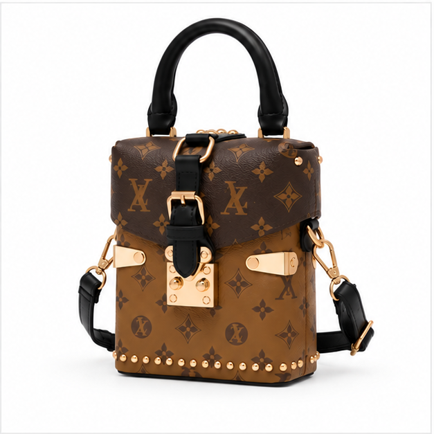 Vintage Monogram Structured Trunk Shoulder Handbag