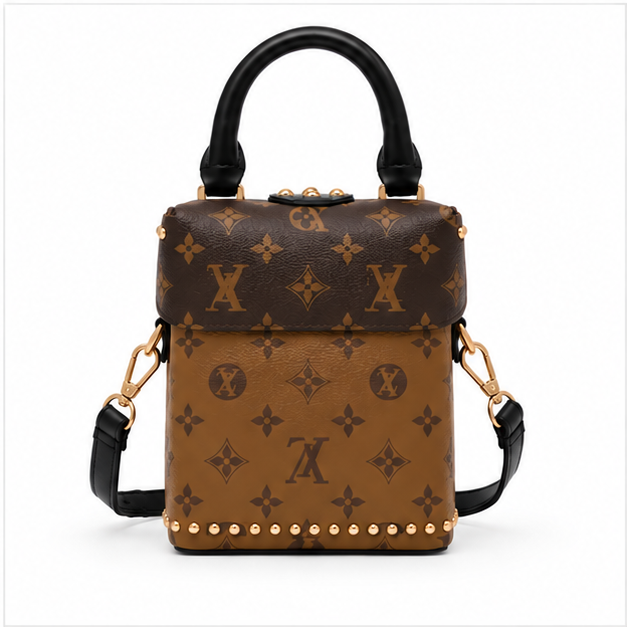 Vintage Monogram Structured Trunk Shoulder Handbag
