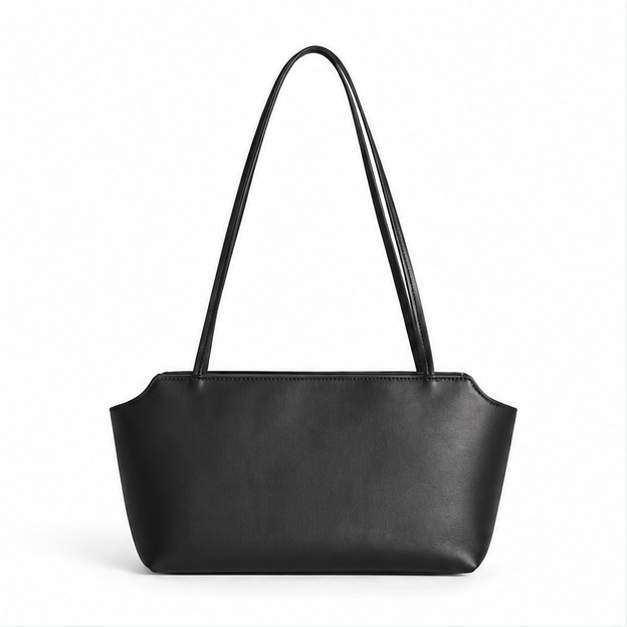 Minimalist Black Leather Shoulder Bag