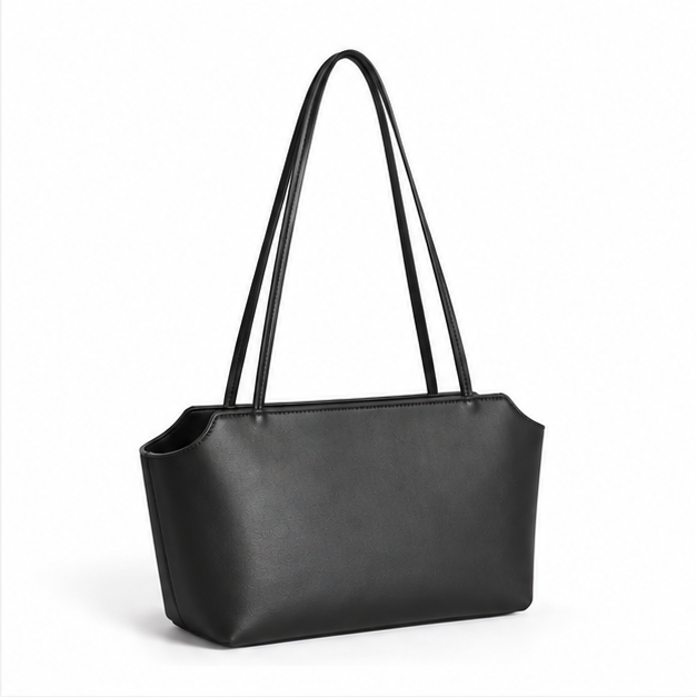 Minimalist Black Leather Shoulder Bag
