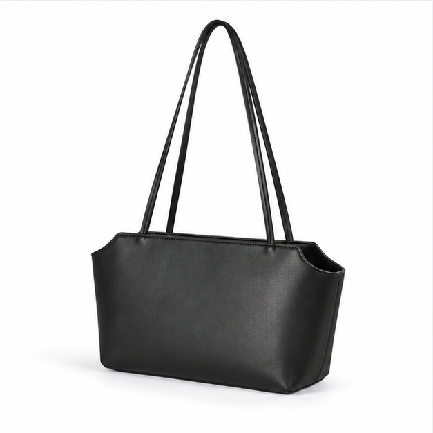 Minimalist Black Leather Shoulder Bag