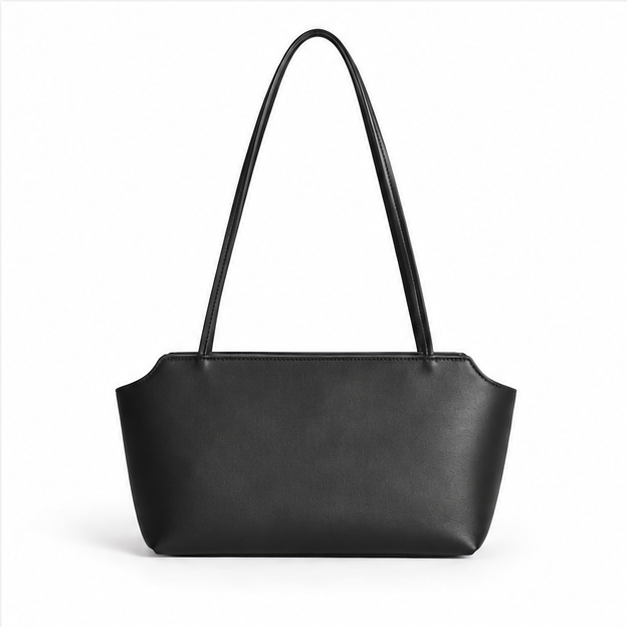 Minimalist Black Leather Shoulder Bag