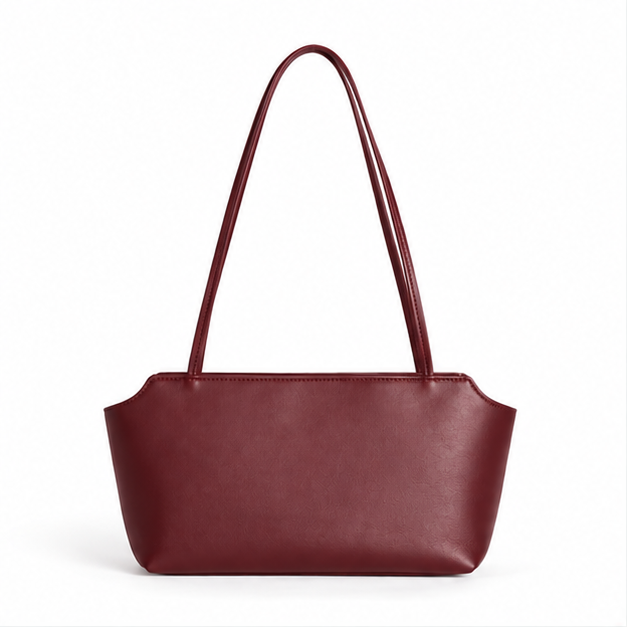 Elegant Burgundy Minimalist Leather Shoulder Bag