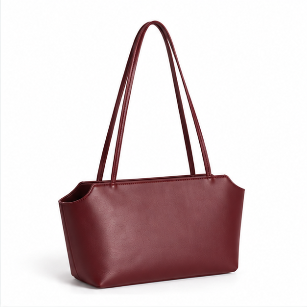 Elegant Burgundy Minimalist Leather Shoulder Bag