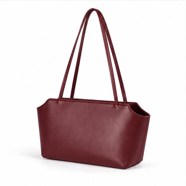 Elegant Burgundy Minimalist Leather Shoulder Bag