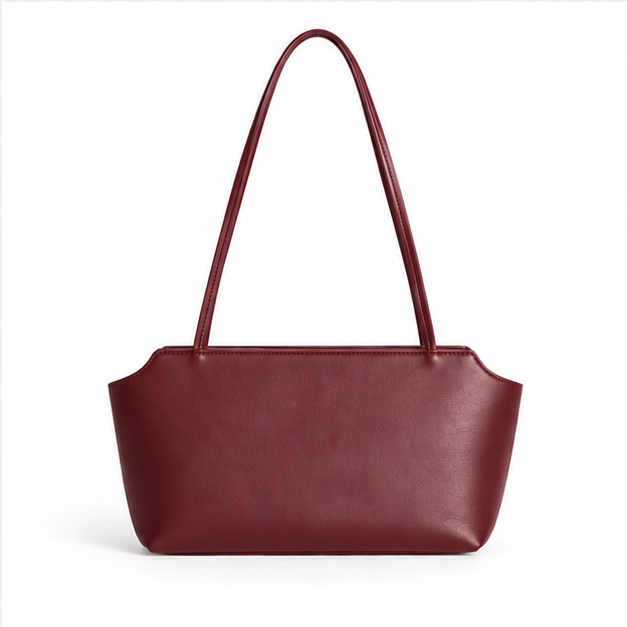 Elegant Burgundy Minimalist Leather Shoulder Bag