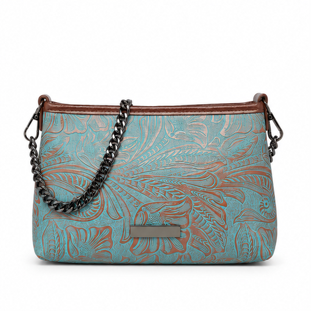 Turquoise Paisley Chain Shoulder Crossbody Bag