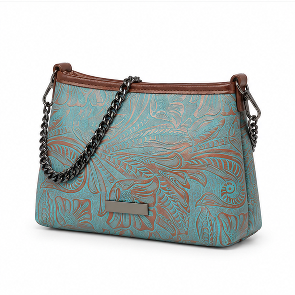 Turquoise Paisley Chain Shoulder Crossbody Bag
