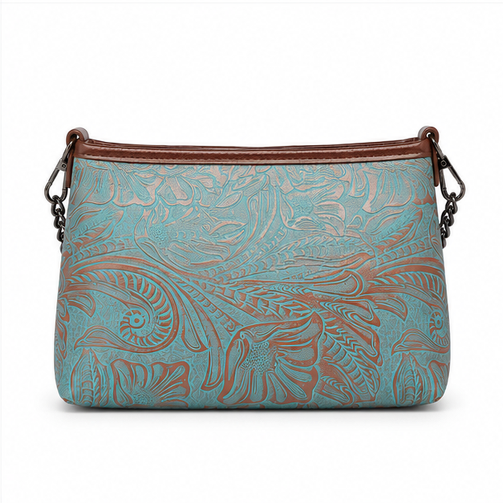 Turquoise Paisley Chain Shoulder Crossbody Bag