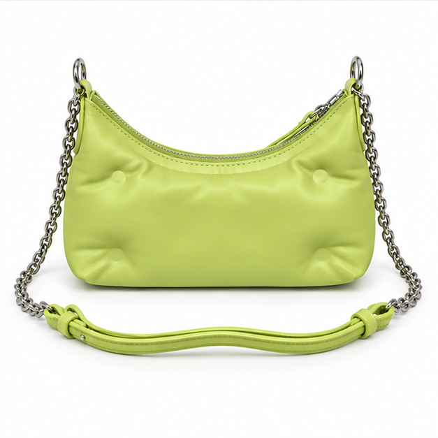 Lime Green Quilted Chain Shoulder Bag