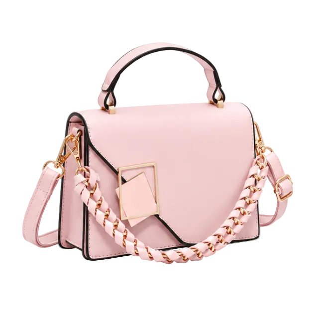 Elegant Pink Geometric Chain Crossbody Bag