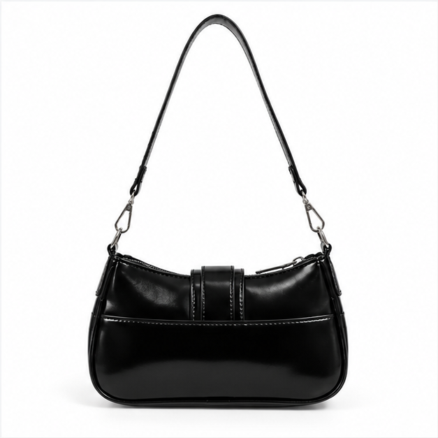 Gothic Chain Buckle Black Shoulder Bag