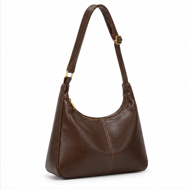 Vintage Brown Leather Hobo Shoulder Bag