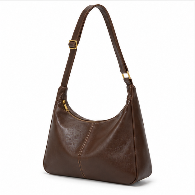 Vintage Brown Leather Hobo Shoulder Bag