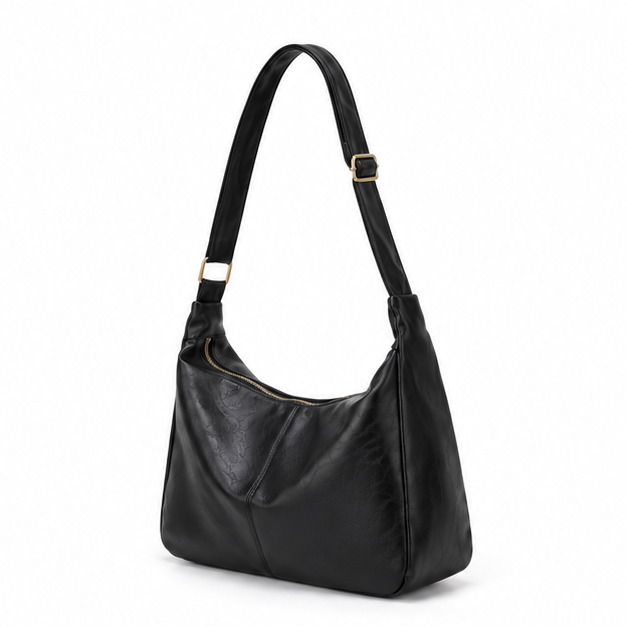 Classic Black Adjustable Hobo Shoulder Bag