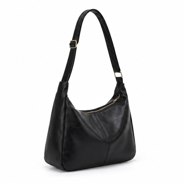 Classic Black Adjustable Hobo Shoulder Bag