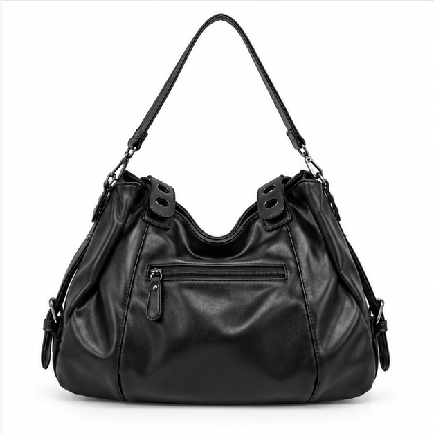 Black Slouchy Multi-Strap Shoulder Handbag
