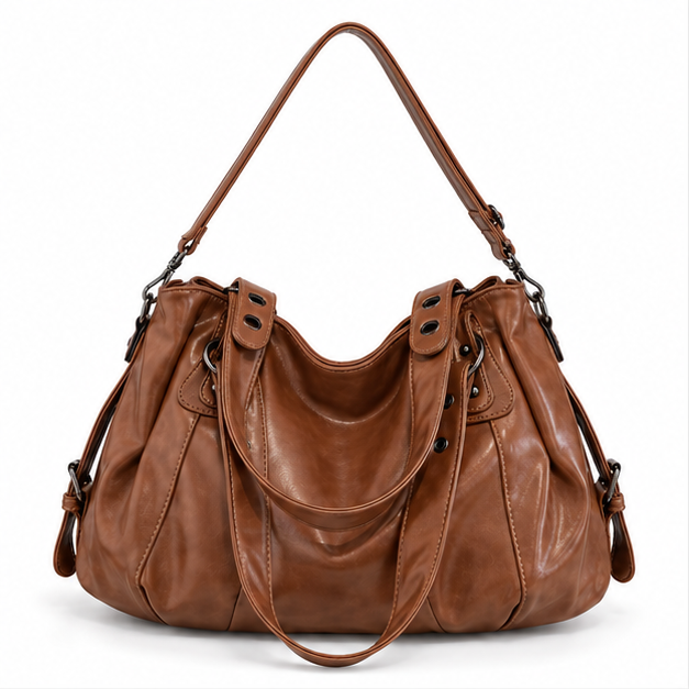 Coffee Brown Vintage Leather Shoulder Handbag