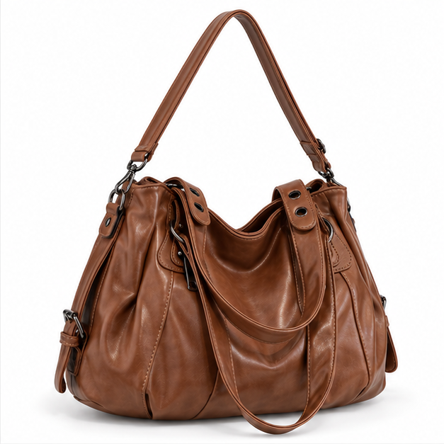 Coffee Brown Vintage Leather Shoulder Handbag