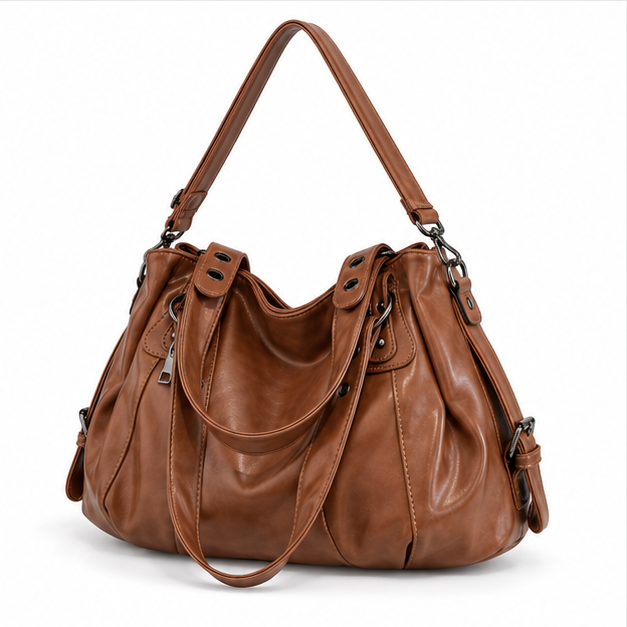 Coffee Brown Vintage Leather Shoulder Handbag
