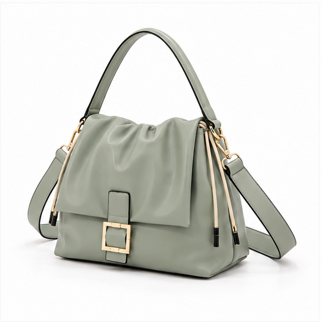 Sage Green Ruched Shoulder Bag