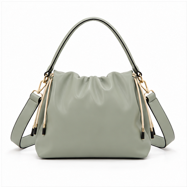 Sage Green Ruched Shoulder Bag