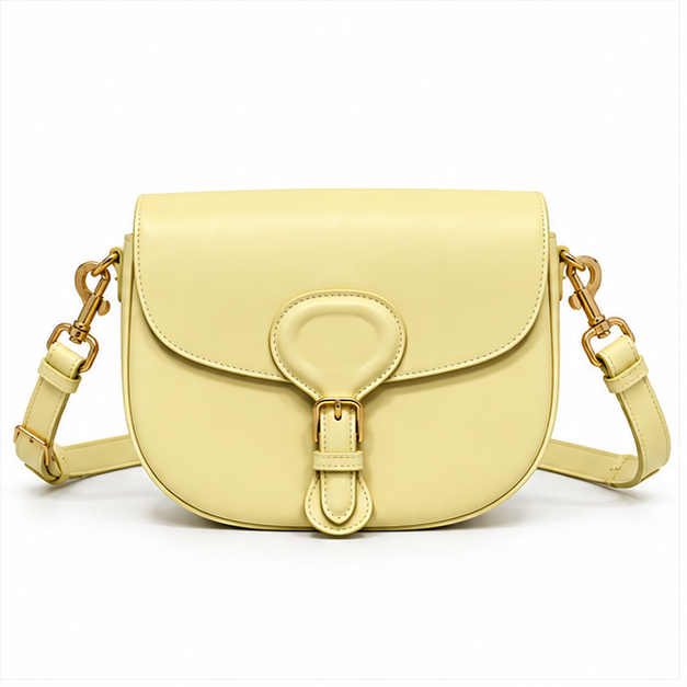 Elegant Yellow Saddle Crossbody Shoulder Bag