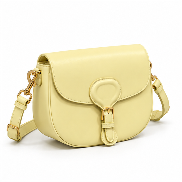 Elegant Yellow Saddle Crossbody Shoulder Bag