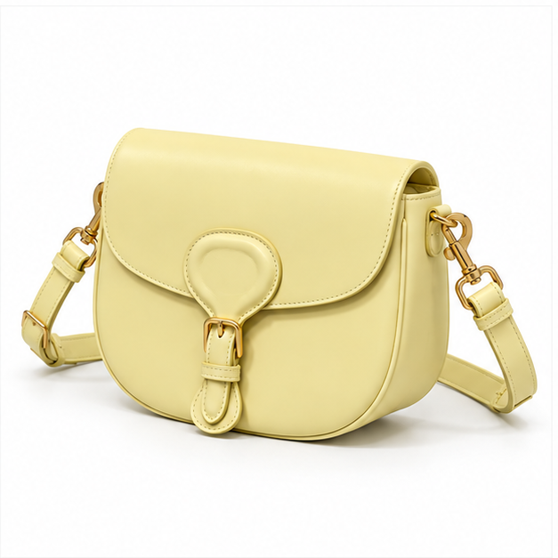 Elegant Yellow Saddle Crossbody Shoulder Bag
