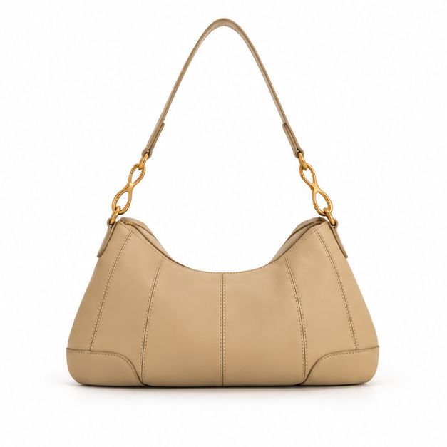 Elegant Apricot Gold Hardware Shoulder Bag