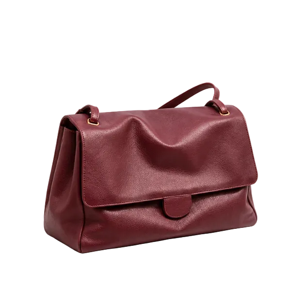 Burgundy Soft Leather Flap Shoulder Bag