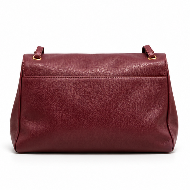 Burgundy Soft Leather Flap Shoulder Bag