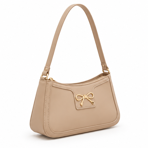 Elegant Taupe Bow Shoulder Bag