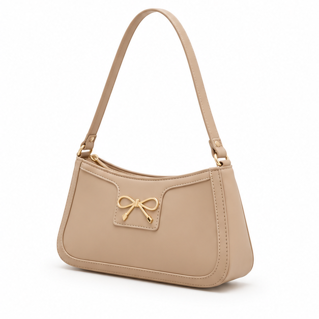 Elegant Taupe Bow Shoulder Bag