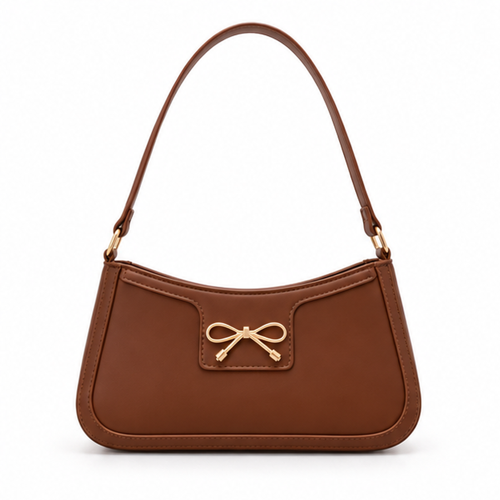 Elegant Brown Bow Detail Shoulder Bag
