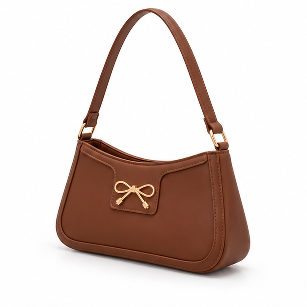 Elegant Brown Bow Detail Shoulder Bag