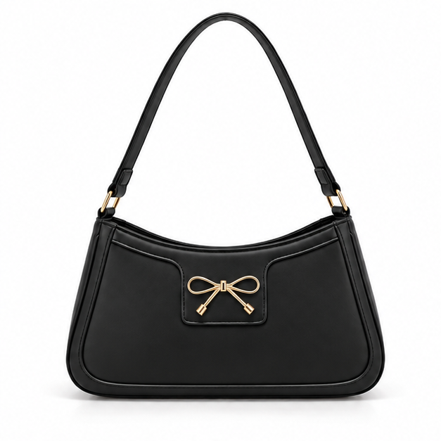 Elegant Black Bow Detail Shoulder Bag