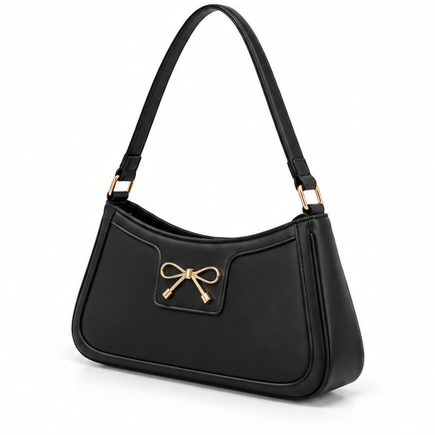 Elegant Black Bow Detail Shoulder Bag
