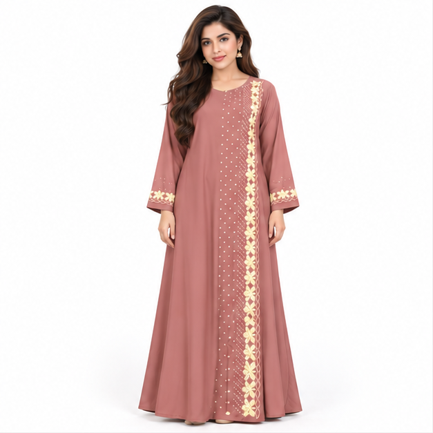 Elegant Pakistani Embroidered Floral Maxi Kaftan
